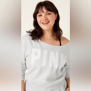 Victoria Secret PINK Womens Sweatshirt Gray Pullover Cozy Fit Leisure Size XL